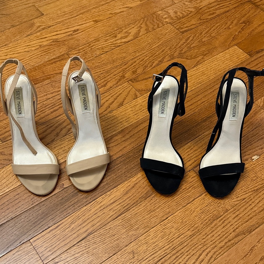 Steve Madden Strappy Heels - Black and Tan